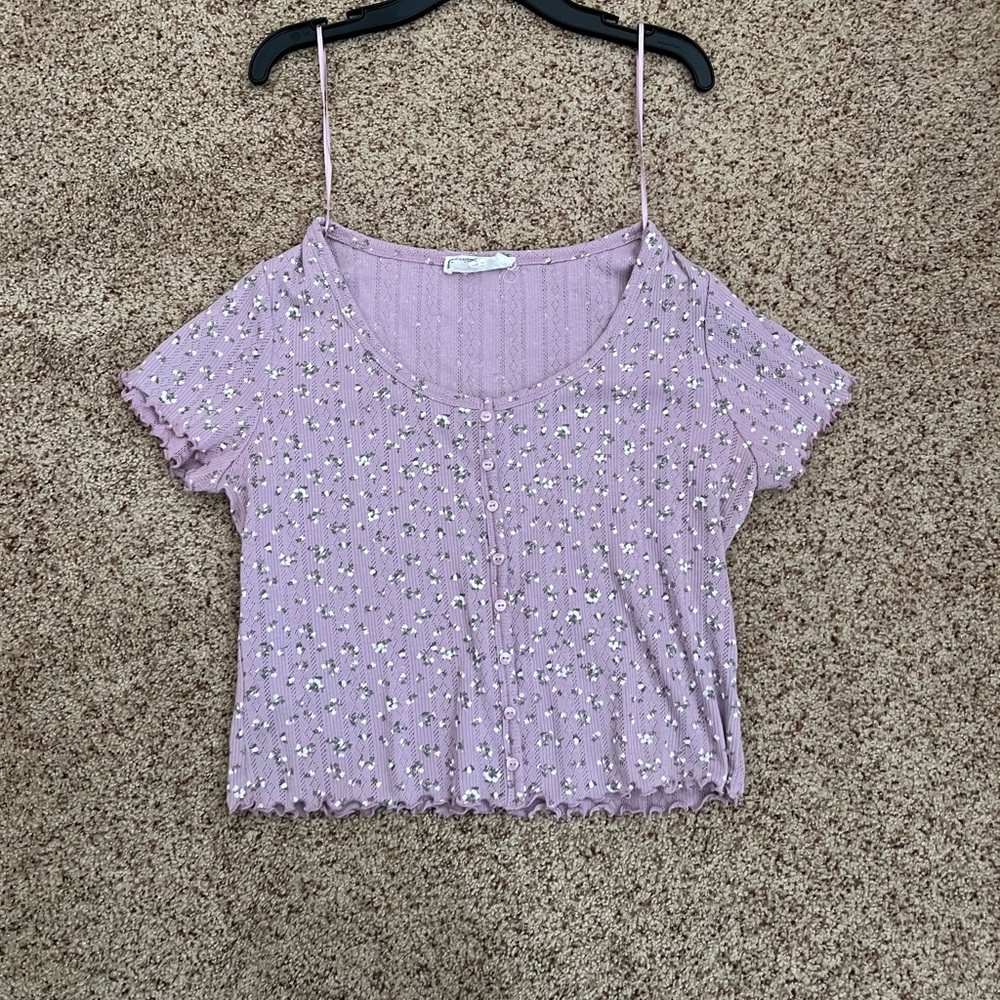 Floral button top